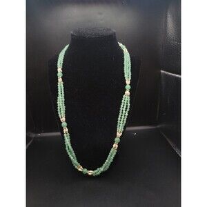Vintage Gold tone Green 3 Layered Necklace
